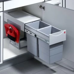 Poubelle coulissante tri sélectif LMC 30 L pelle + brosse - POU3660