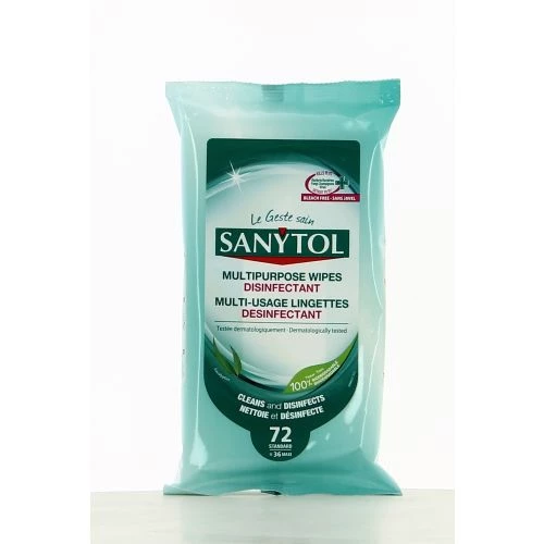 Lingettes désinfectantes multi-usages Sanytol eucalyptus 3 Lingettes désinfectantes multi-usages Sanytol eucalyptus